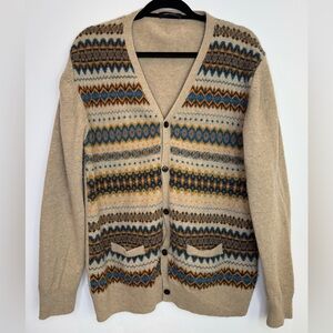 Cortefiel wool jacquard Patterned Beige cardigan